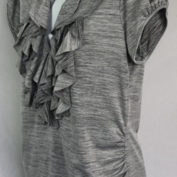 Heart Soul I Silver Grey Key Hole Blouse with Ruffles, Ruched Sides Size… - Picture 8 of 9